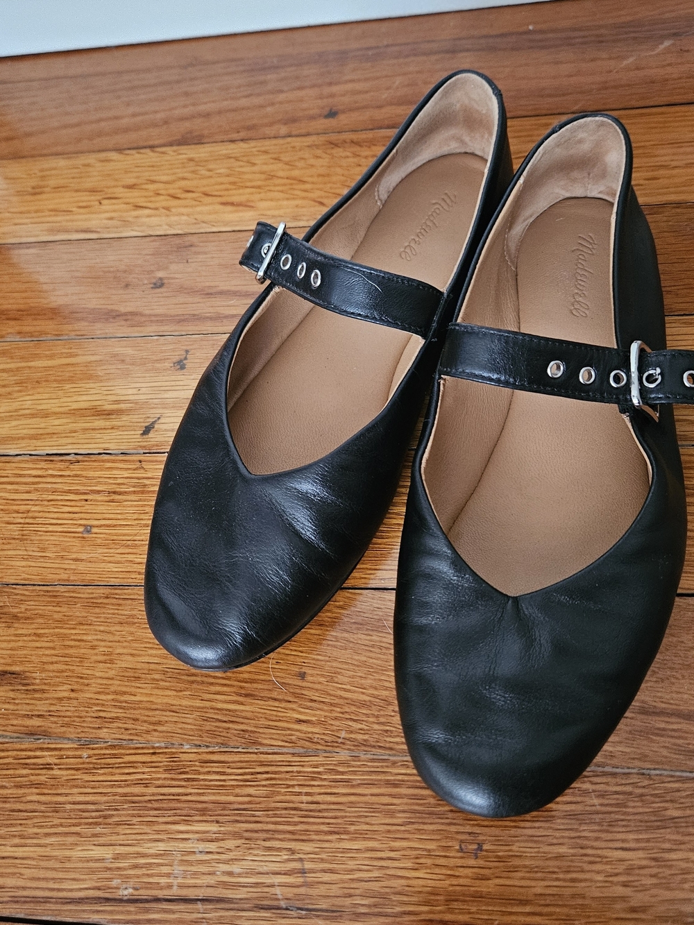 Madewell Black Leather Mary Jane Flats